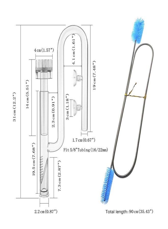 IAFVKAI 17mm Glass Aquatic Skimmer Inflow Lily Pipe for Aquarium Filter 5/8" i.d. (16/22mm) Tubing and Stainless Steel 90cm Flexible Cleaning Brush for Aquarium Planted Tank - Image 2